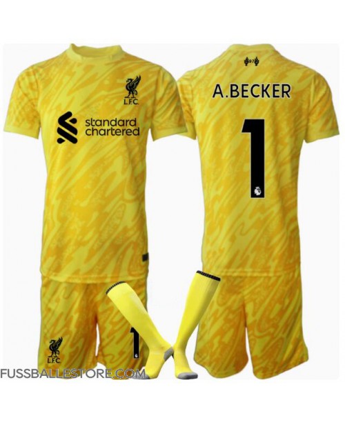 Günstige Liverpool Alisson Becker #1 Torwart 3rd trikot Kinder 2024-25 Kurzarm (+ Kurze Hosen)